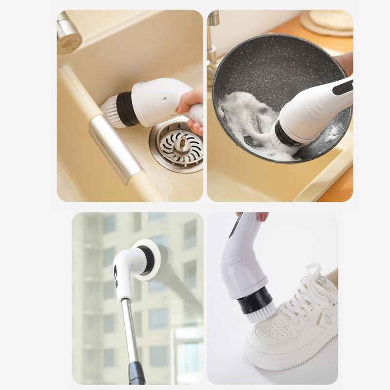 Escova Elétrica de Limpeza Giratória e Ajustável - 7 em 1