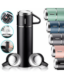 Garrafa Térmica Inox 500ml HESTARE – Kit Premium com 1 ou 3 Xícaras | Mantém Bebidas Quentes e Frias