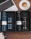 Garrafa Térmica Inox 500ml HESTARE – Kit Premium com 1 ou 3 Xícaras | Mantém Bebidas Quentes e Frias