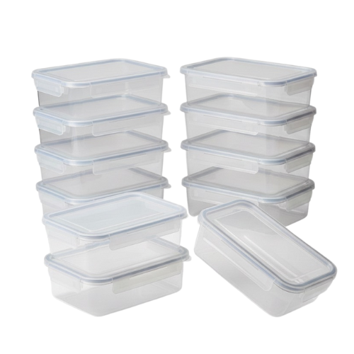 Kit Zero Vazamento - 10 Potes Plásticos com Travas Laterais